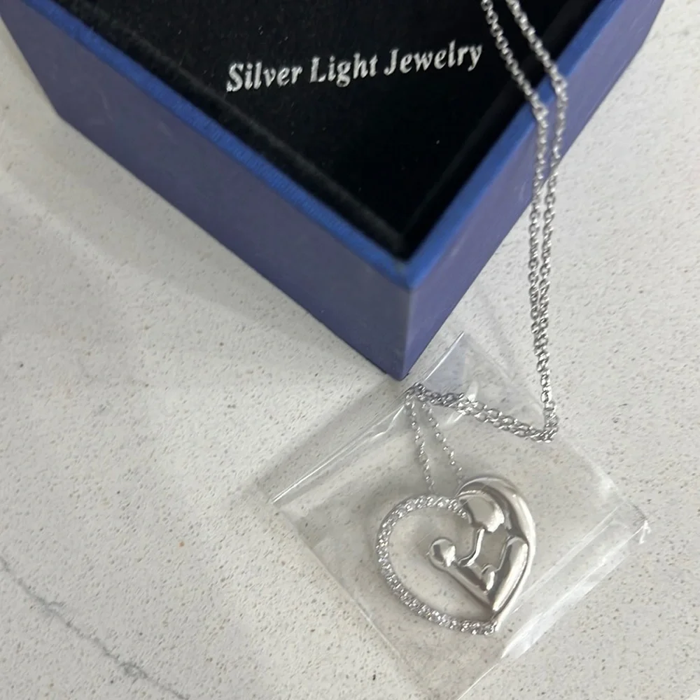 Mom&Child Necklace Silver tone light jewelry brand new - Picture 1 of 3